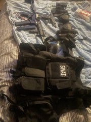 SWAT Tactical Vest Black Nylon Adjustable Multiple Pockets Hunting Unisex Adults