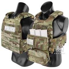 KRYDEX Tactical Molle Vest Low Vis Slick Carrier & Placard & Drop Pouch MC CAMO