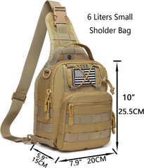 Small Tactical Sling Backpack Bag Holster One over Shoulder Bag Pack Men with Un