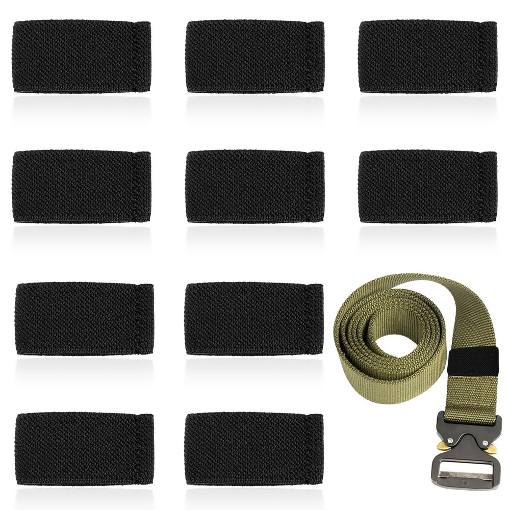 10 Pack Elastic Belt Keeper Strap, Nylon Canvas Web Belt Elastic Loop Keeper,…