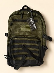 Runs Deep Tactical Green Black Nylon Tactical Backpack Zip Buckle Flag Patch