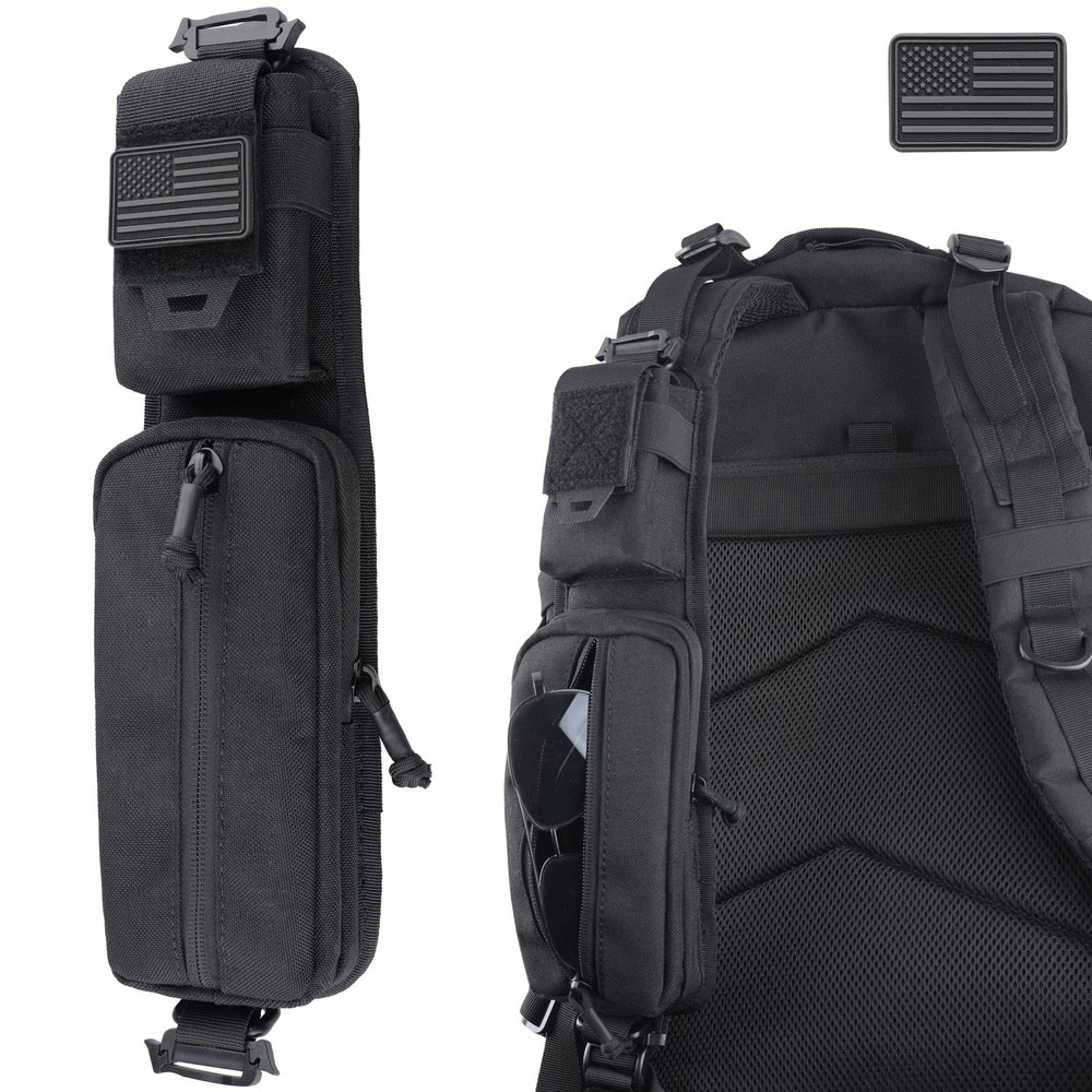 WYNEX Molle Accessories Pouch of Double Zipper Pocket Version, Black-1Pcs