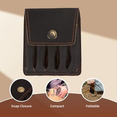 Genuine Leather Rifle Ammo Pouch Cartridge Case 5 Rounds Shell Wallet