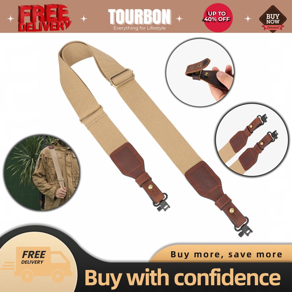 Tourbon 2 Points Rifle/Shotgun Strap Gun Sling Quick Release Webbing w/Swivels