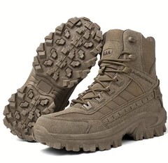 WORKMAX Brown Tactical Boots High Ankle Outdoor Rugged for Men