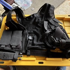 MG FlashForce Black Adjustable Nylon Tactical Chest Vest Rig w/ Pouches Holster