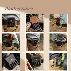 Tourbon Leather Rifle Cartridges Carrier Pouch Ammo Case Bullets Wallet for Belt