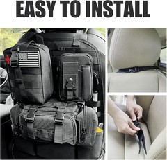 Universal Tactical Vehicle Rear Seat Storage Bag with 3 Removable Pockets-