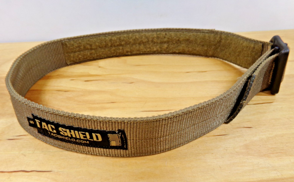 Tac Shield Belt Double Wall Webbing Coyote Brown Steel Buckle 1 3/4″ Wide Size S
