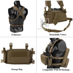 KRYDEX Tactical D3CRM Chest Rig 5.56 7.62 Rifle Pistol Mag Pouch Placard Coyote