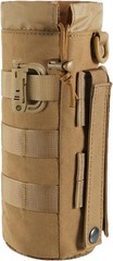 Tactical MOLLE Water Bottle Pouch with Drawstring Open Top & Mesh Tan-1 pack
