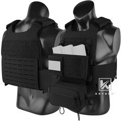 KRYDEX Low Vis Slick Armor Molle Carrier & Tactical Placard & Drop Pouch Black