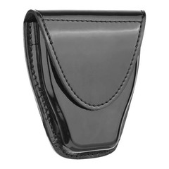 High-Gloss Leather Tapered Closed Single Cuff Case, Black – Silver Snap