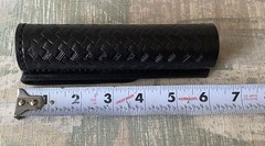 AETCO 6″ Black Leather Basketweave Open Top Flashlight Holder – NEW & Made in US