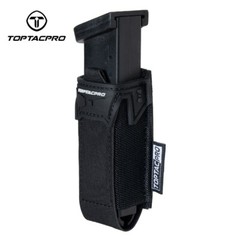 TOPTACPRO Tactical Pouch Single Mag Holder for 9mm with PVC Adhesive Seal Army