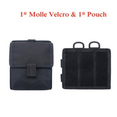 Hook & Loop Panel MOLLE Patch Converter Adapter with Tactical Mesh Pouch Kit Bag