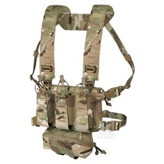 KRYDEX Tactical Chest Rig 5.56 Triple Elastic Mag Pouch MOLLE H-harness MC Camo
