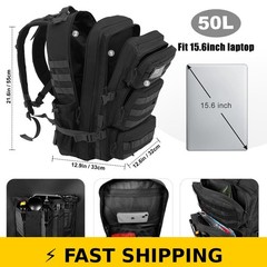 kookoomia 50L Military Tactical Backpack – Black
