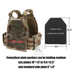 KRYDEX Tactical SCARAB Plate Carrier Heavy Duty MOLLE Vest w/ Side Plates Pocket