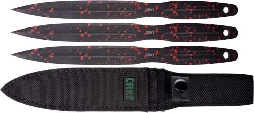 CRKT Onion Throwing Knives – 6.25″ Black / Red 3-pack Knife W/ SHEATH K930RKP