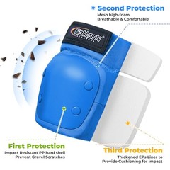 Boys Knee Pads Elbow Pads Wrist Guards set 6 in 1 for Kids Ages 3-9 Small Blue