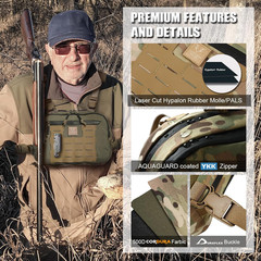 Tactical 3L Hypalon Molle Chest Rig Bag with Map Pocket for Hunting and Workouts