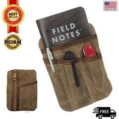 Waxed Canvas Leather Pocket Organizer 6 Slots Compact Everyday Carry Pouch