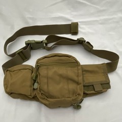 Tactical Waist Pack Nylon Brown Khaki 3 Pockets Adjustable Strap Zipper Buckle