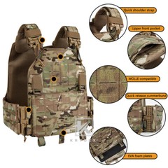KRYDEX Plate Carrier Tactical Vest Quick Release Buckle & Laser Cut MOLLE Panel