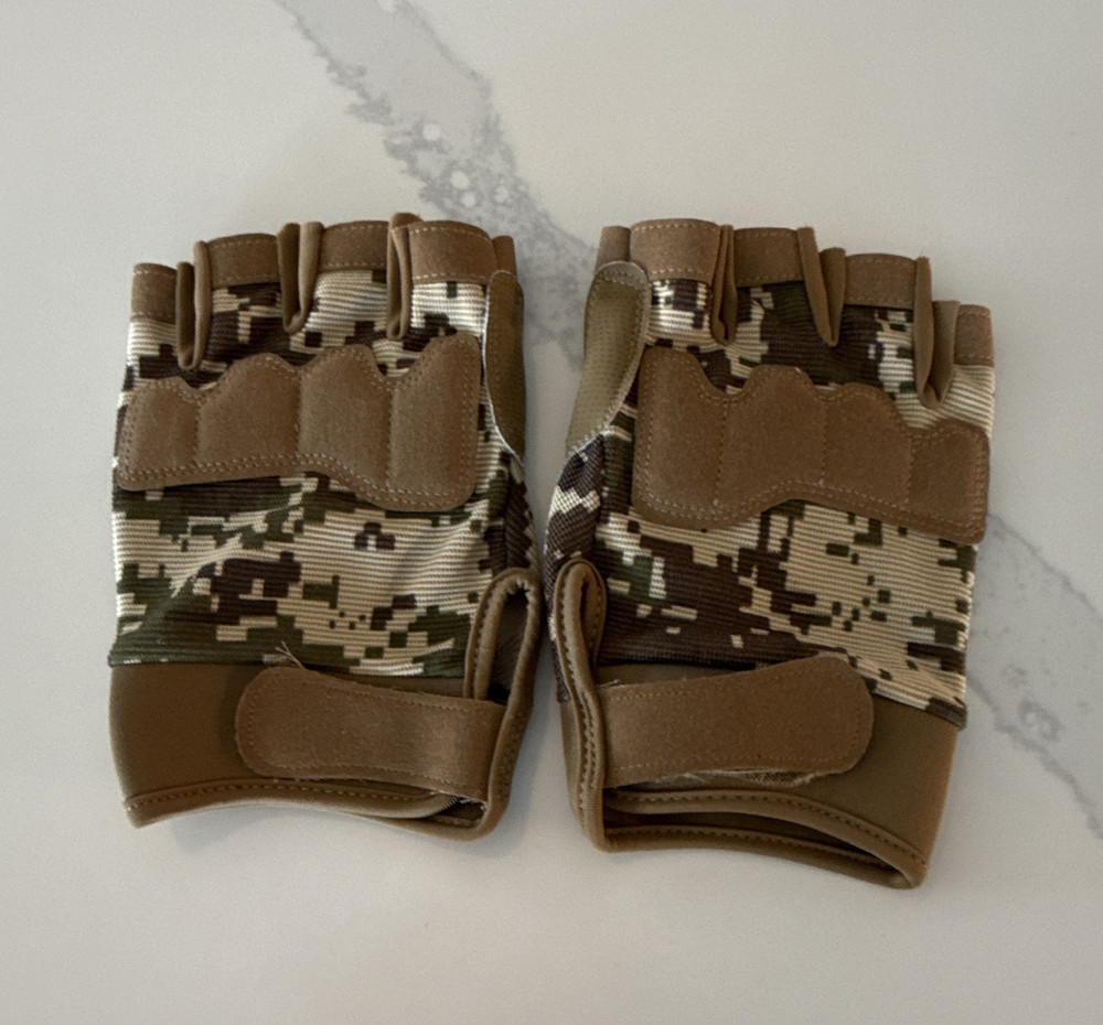 Fingerless Tactical Shooting Gloves Brown Desert Digital Camo One Size Synthetic