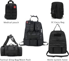 Universal Tactical Vehicle Rear Seat Storage Bag with 3 Removable Pockets-