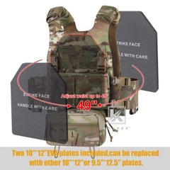 KRYDEX Tactical Molle Vest Low Vis Slick Carrier & Placard & Drop Pouch MC CAMO