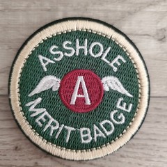 A$$HOLE MERIT BADGE Sarcastic Funny Tactical Morale Patch Hook and Loop