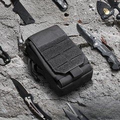 Molle Tactical Phone Pouch EDC Tool Pocket with Carabiner and national flag