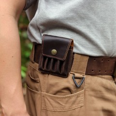 Tourbon Leather Rifle Cartridges Carrier Pouch Ammo Case Bullets Wallet for Belt