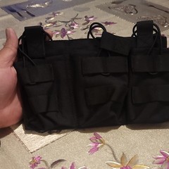 MOLLE FastMag Triple Magazine Tactical Pouch, Black Nylon, Buckle Belt Mount