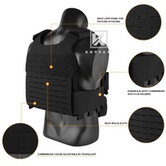 KRYDEX Low Vis Slick Armor Molle Carrier & Tactical Placard & Drop Pouch Black