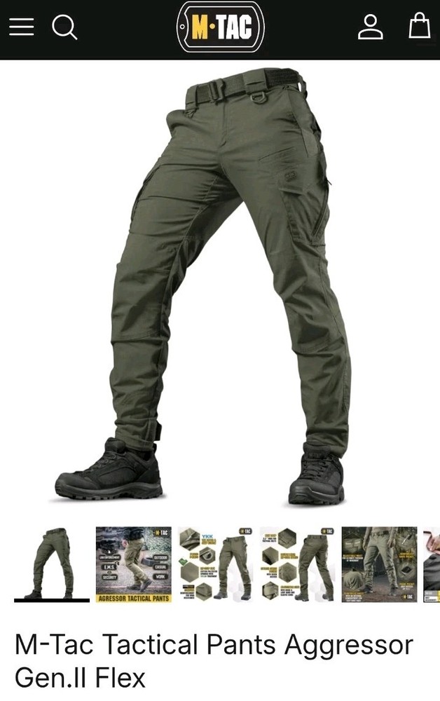 M-Tac Tactical Cargo Pants Aggresor Gen II Flex Army Olive Green 38W 32L Militia