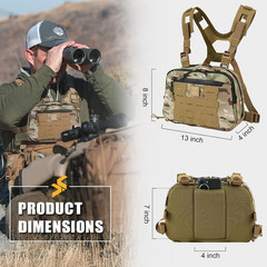 Tactical 3L Hypalon Molle Chest Rig Bag with Map Pocket for Hunting and Workouts