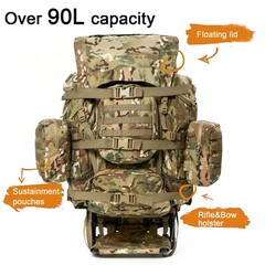 Iraklis External Frame Rucksack 90L Heavy-Duty Pack w/ Load Shelf Camo MOLLE