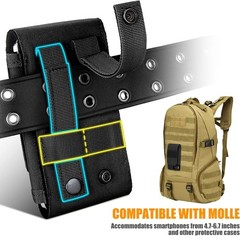 Ironseals Tactical Molle Phone Cover Case, Heavy Duty Loop Belt Holster Pouch wi