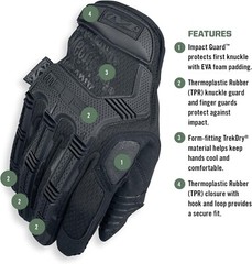 Mechanix Wear M-Pact Covert Tactical Gloves Secure Fit Vibration Absorption BLK