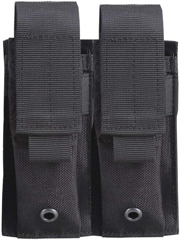 Tactical Molle 9mm Double Mag Ammo Pouch Military Pistol Open-Top Magazine Pouch