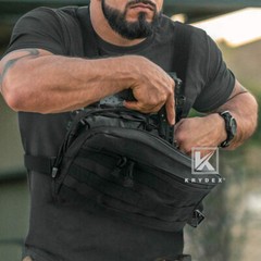KRYDEX Chest Recon Zipper Bag Tactical Front MOLLE Pouch Harness Pack Coyote