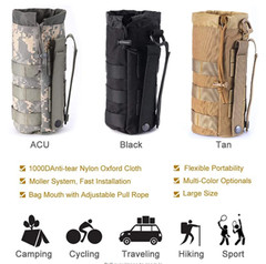 Tactical Molle Water Bottle Holder Bag Military Drawstring Carrier Kettle Pouch