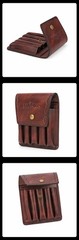 TOURBON Leather Rifle Bullets Holder Ammo Carry Pouch 5 Rounds Cartridge Wallet