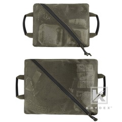 KRYDEX 2pcs Tactical Mesh Pouches Set Zipper Storage Organizer Travel Pockets