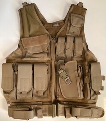 Lancer Tactical Adjustable Cross Draw Vest with Airsoft Pistol Holster CA-310