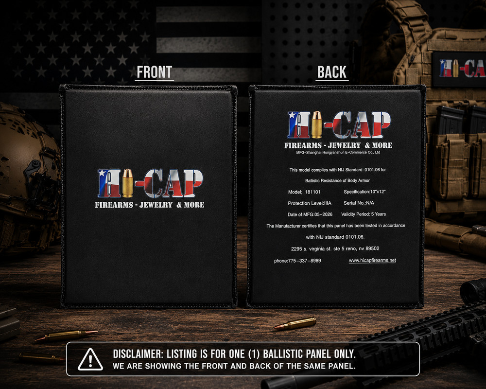 HI-CAP FIREARMS 10”x12” LEVEL IIIA SOFT BALLISTIC PLATE RECTANGLE UHMWPE 2026