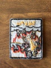 THIS IS FINE, embroidered sew on iron patch NEW